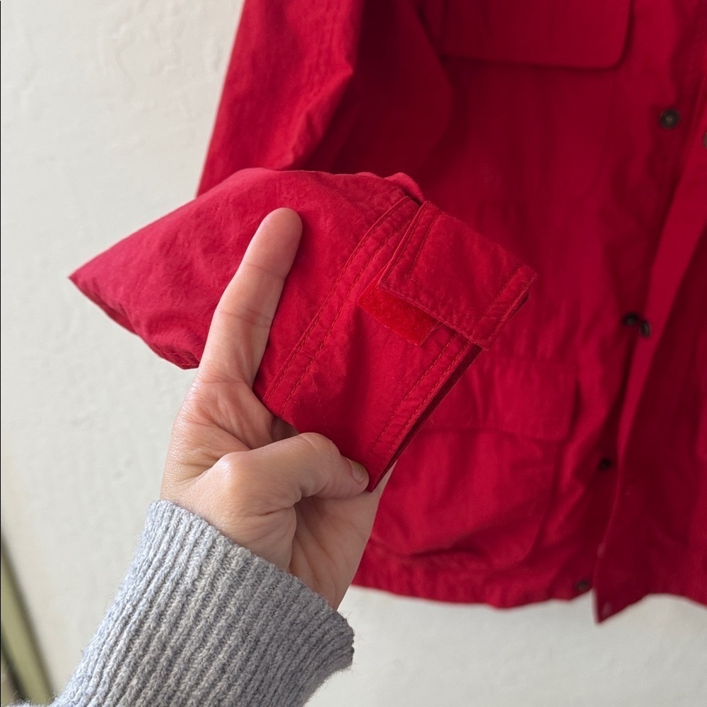 Vtg Eddie Bauer Rain Wind Jacket Mens L Red Hooded Lined Packable Lightweight - Picture 5 of 10